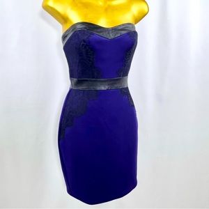 Guess Strapless Purple Cocktail Dress with Black Trim